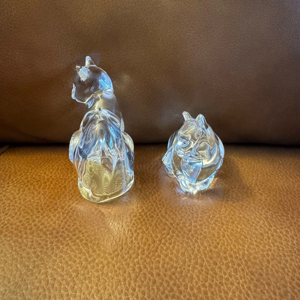 Vintage 1990s Lennox clear crystal cat salt and pepper shakers-made in Germany